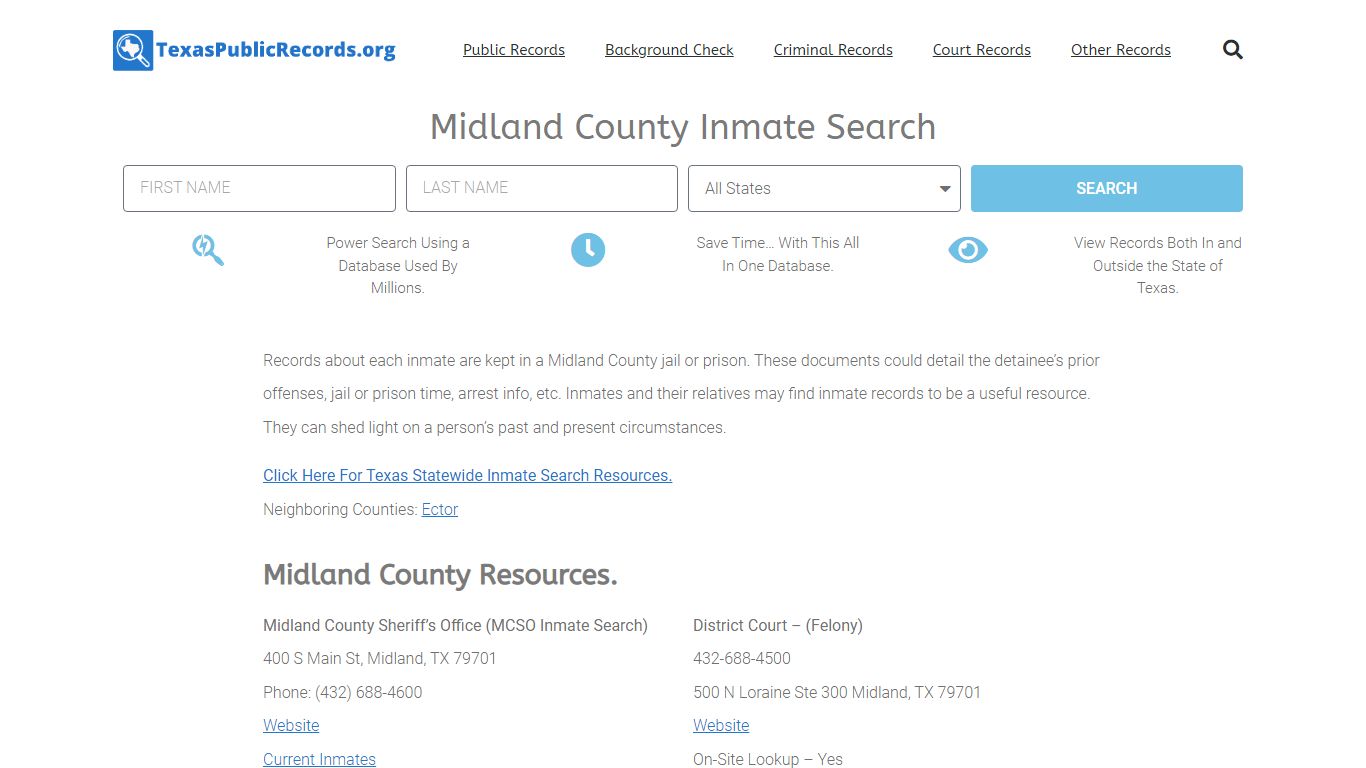 Midland County Inmate Search - MCSO Current & Past Jail Records